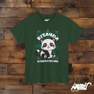 Kitanda T-Shirt: Kitten Panda Fusion Unisex Tee Forest Green