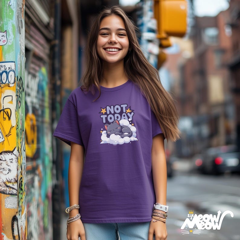 Camiseta "Hoy no duerme el gato": camiseta unisex acogedora imagen 2