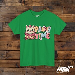 Purrty Time Katzen Shirt - Geschenk für Katzenliebhaber Irish Green