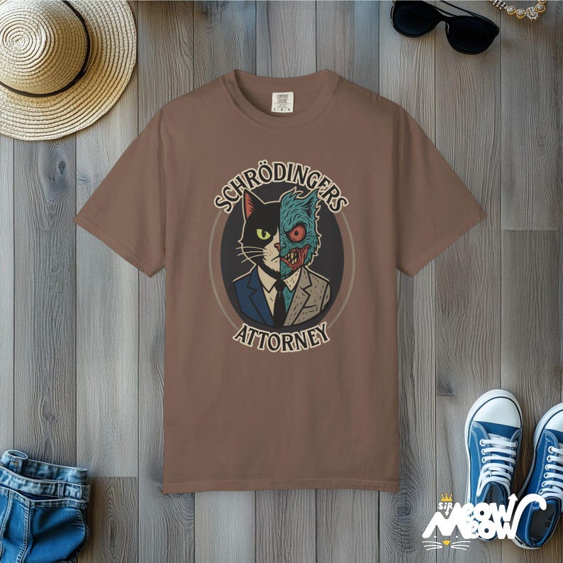 Schrödinger's Cat Attorney T-Shirt: Funny Physics Pun Comfort Colors Tee Espresso