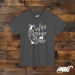 Camiseta de esposa, madre y amante de los gatos, camiseta de mamá gata Dark Heather