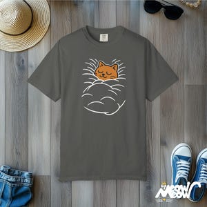 Comfort Colors Cat Nap T-Shirt: Cozy Kitty Graphic Tee Pepper