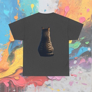 Double Sided Tabby Cat T-Shirt, Front & Back Feline Design, Unique Unisex Cat Lover Tee image 8
