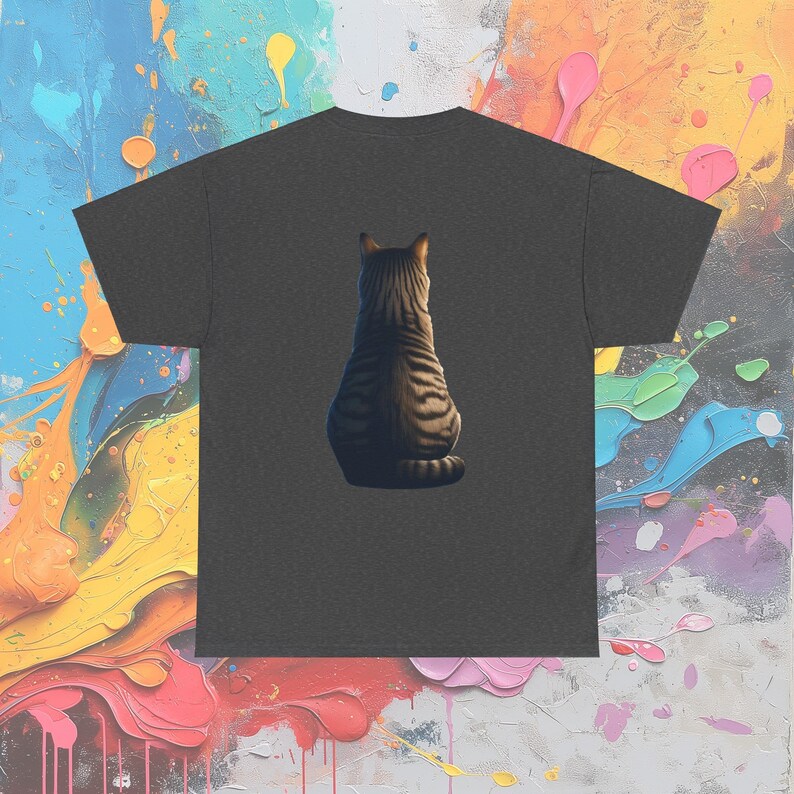 Double Sided Tabby Cat T-Shirt, Front & Back Feline Design, Unique Unisex Cat Lover Tee image 8
