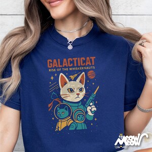 Comfort Colors Galacticat T-Shirt: Funny Sci-Fi Astronaut Cat Tee image 1