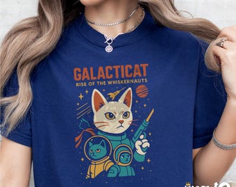 Comfort Colors ギャラクティキャット Tシャツ：面白いSF宇宙飛行士猫Tシャツ