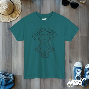 Nameowste Yoga Cat T-shirt : T-shirt zen méditant drôle de chaton Antique Jade Dome