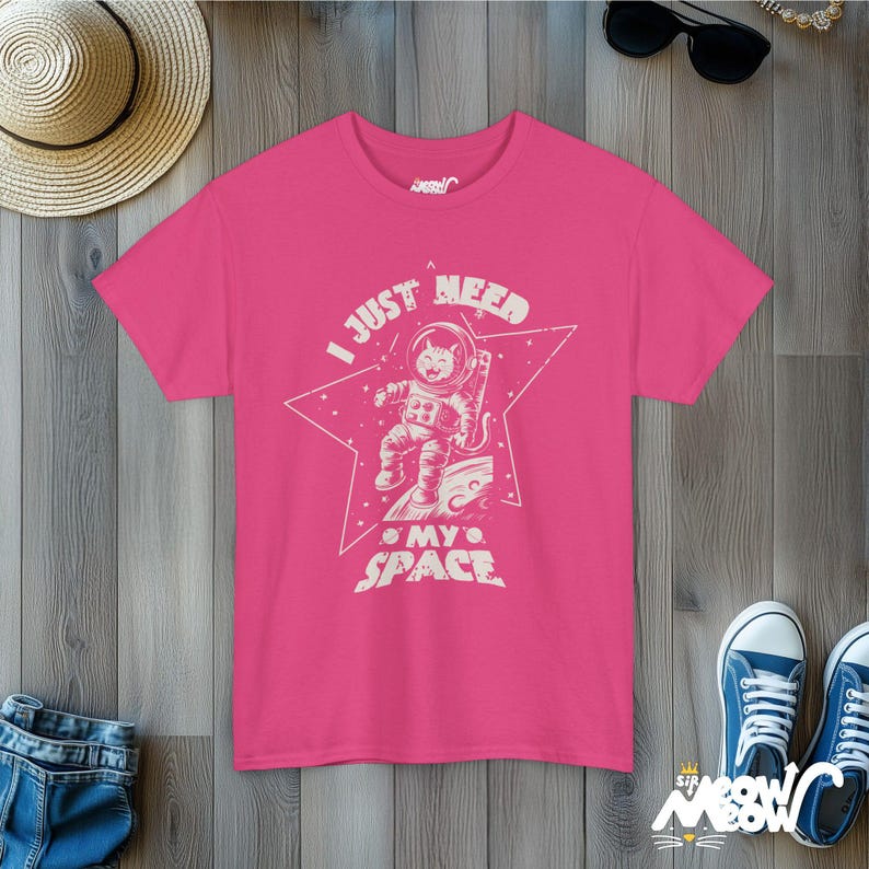 Cat Astronaut T-Shirt: Funny Space Cat Lover Gift Heliconia