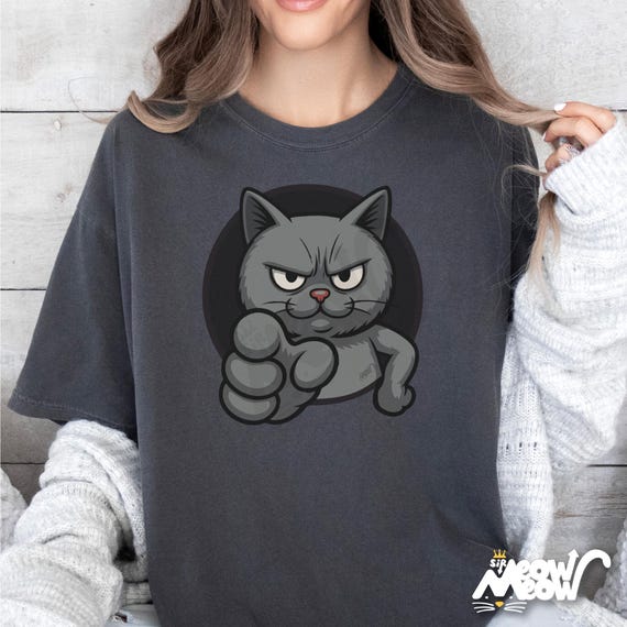 Comfort Colors Angry Cat T-Shirt: Grumpy Humor Graphic Tee
