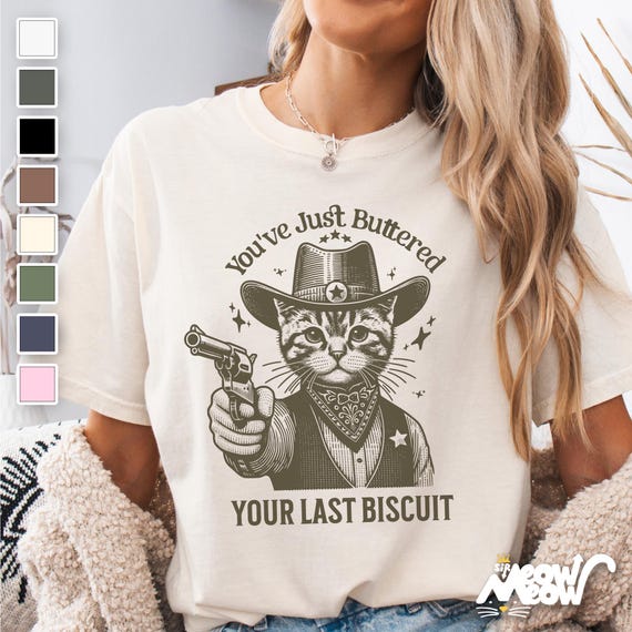 Cowboy Cat T-Shirt: Funny Western Graphic Tee - Comfort Colors