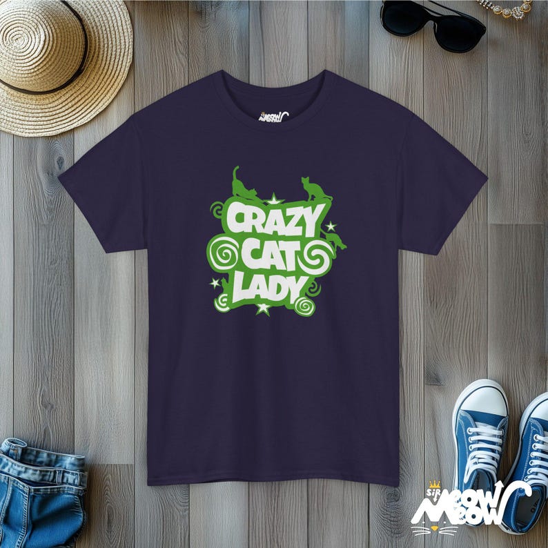 Crazy Cat Lady T-Shirt: Playful Kitty Silhouette, Cat Mom Gift Blackberry