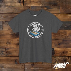 Funny Cat T-Shirt: Poop Joke Tee - Gildan 5000 Unisex Dark Heather