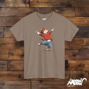 Dancing Cat T-Shirt: Music Headphones, Happy Cat Lover Gift Brown Savana