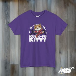 Kung Fu Kitty T-Shirt: Funny Martial Arts Cat Tee Lilac