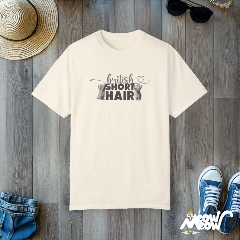 British Shorthair Cat T-Shirt: Comfort Colors Unisex Tee Ivory