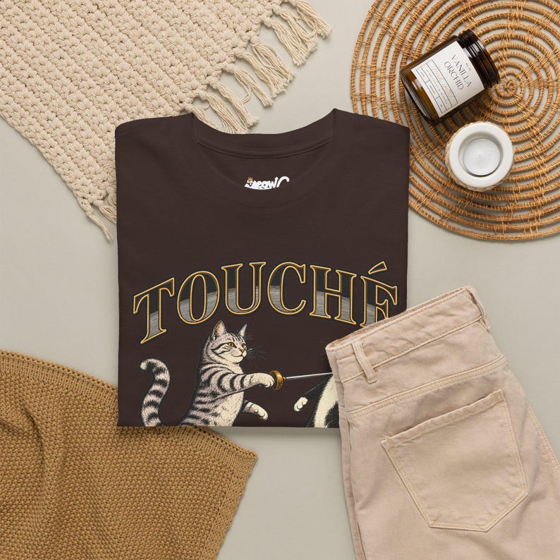 Touché Pussycat Fencing Cat T-Shirt, Funny Fencer Gift, Dueling Cats Graphic Tee, Gildan 5000 image 14