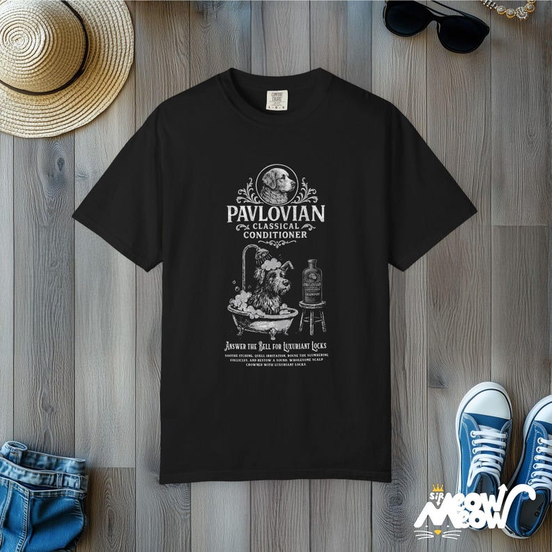 Comfort Colors Pavlov's Hunde T-Shirt: Lustiges Wissenschaft T-Shirt für Psych Liebhaber Black