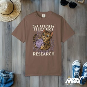 Comfort Colors String Theory Cat Shirt: Funny Physics Tee Espresso