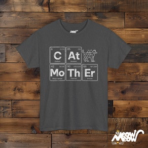 Cat Mother Science T-Shirt: Periodic Table Elements, Cat Lover Gift Dark Heather