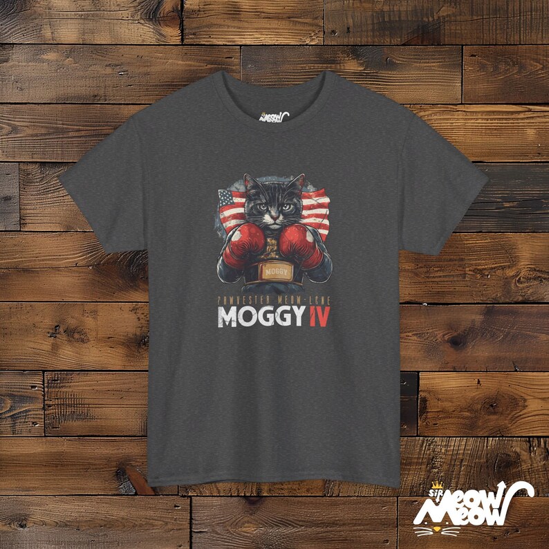 Camiseta divertida de gato boxeador: camiseta parodia de Moggy IV Dark Heather