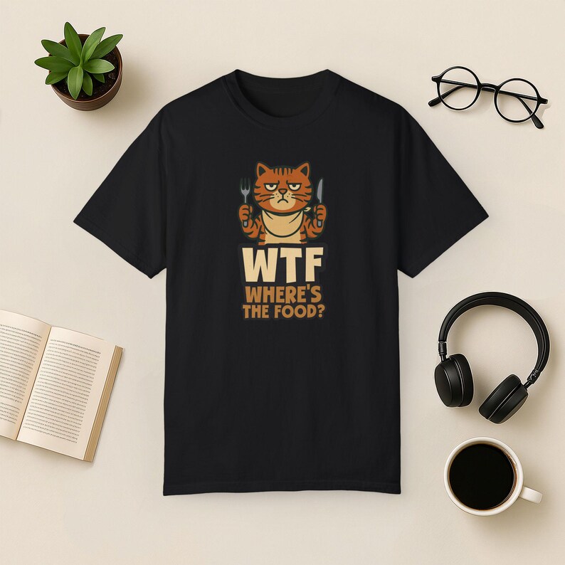 T-shirt met grappige kat: Sarcastic Foodie Comfort Colors-shirt Black