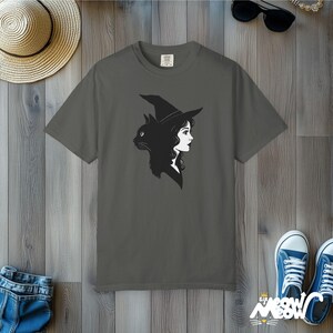 Witch & Black Cat T-Shirt: Gothic Comfort Colors Tee image 7