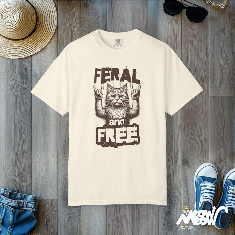Camiseta de gato salvaje Comfort Colors: divertida camiseta rockera para amantes de los gatos imagen 7
