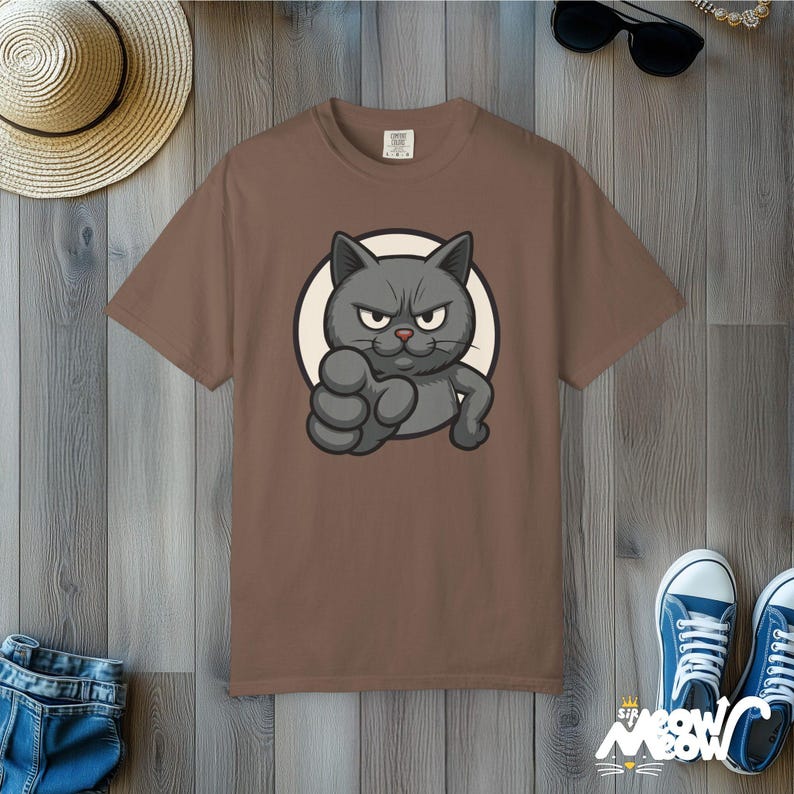 Comfort Colors Angry Cat T-Shirt: Grumpy Humor Graphic Tee Espresso