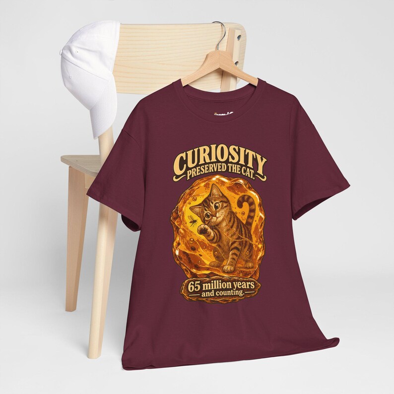 Curiosity Preserved the Cat T-Shirt, Funny Cat in Amber, Science Lover Gift image 18