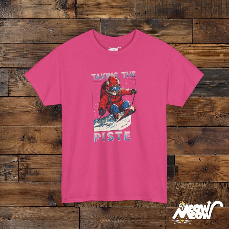Lustiges Ski Katzen T-Shirt: Apres Ski Geschenk für Skifahrer Heliconia