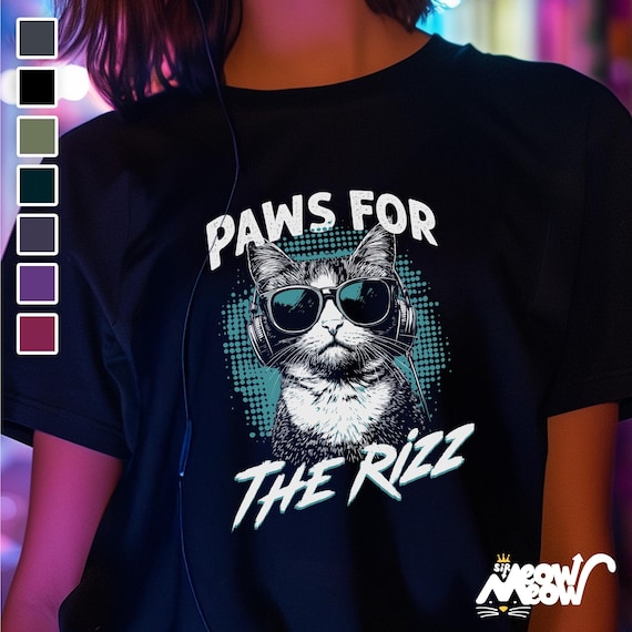 Paws for The Rizz T-Shirt: Funny Cat with Headphones