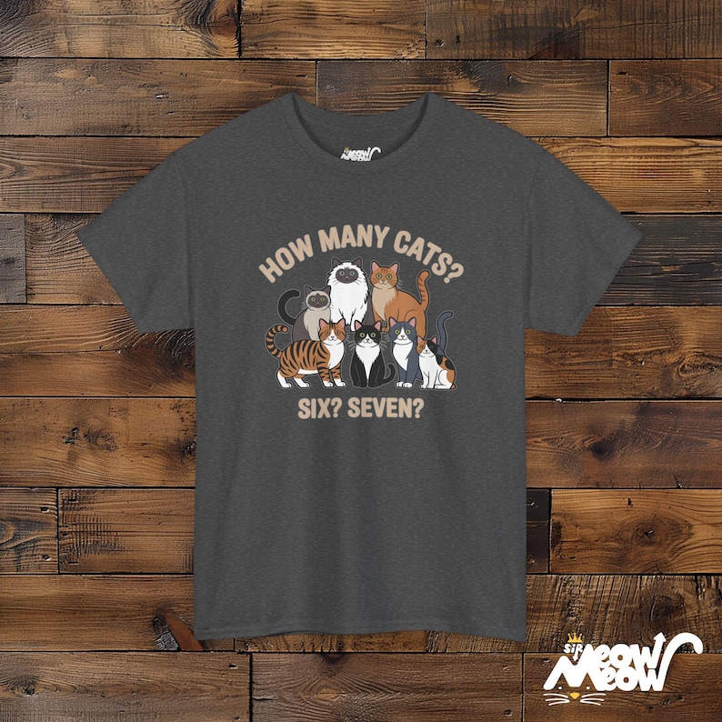 Funny Cat Mom T-Shirt, How Many Cats, Unisex Tee Dark Heather