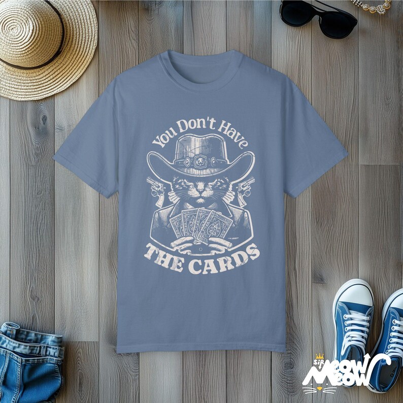 T-shirt de joueur de cartes de chat de cowboy : t-shirt de parodie politique vintage image 9