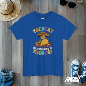 Taco Cat Palindrome T-Shirt | Funny Graphic Tee Royal
