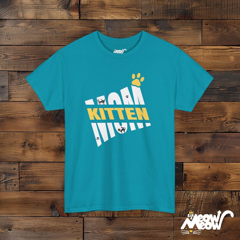 T-shirt pour maman chaton - Empreinte de patte de chat, cadeau pour amoureux des chats Tropical Blue