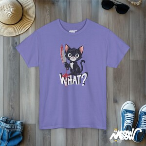 Psycho Kitten T-Shirt: Horror Cat Graphic Tee Violet