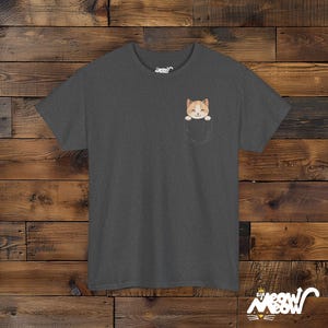 Pocket Cat T-Shirt, Kitten Peekaboo Tee, Cat Lover Gift Dark Heather
