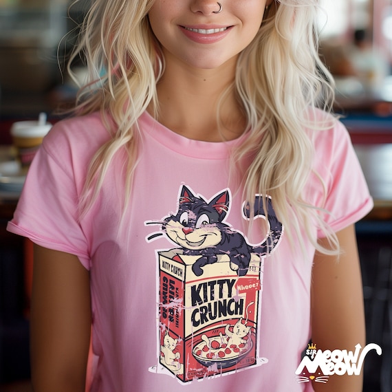 Kitty Crunch T-Shirt: Fun Cat Cereal Box Graphic Tee