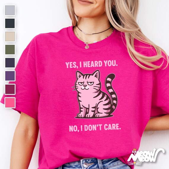 Funny Grumpy Cat T-Shirt: Sarcastic Pink Tabby Tee