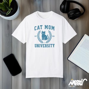 Katzen Mutter Universität T-Shirt: Komfort Farben College Style T-Shirt White
