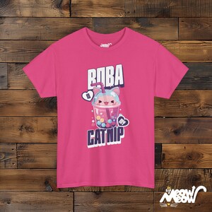 Boba Cat T-Shirt, Bubble Tea Unisex Tee Heliconia