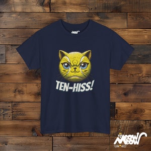 テンヒス！猫グラフィックTシャツ：猫好きへの面白いギフト Navy