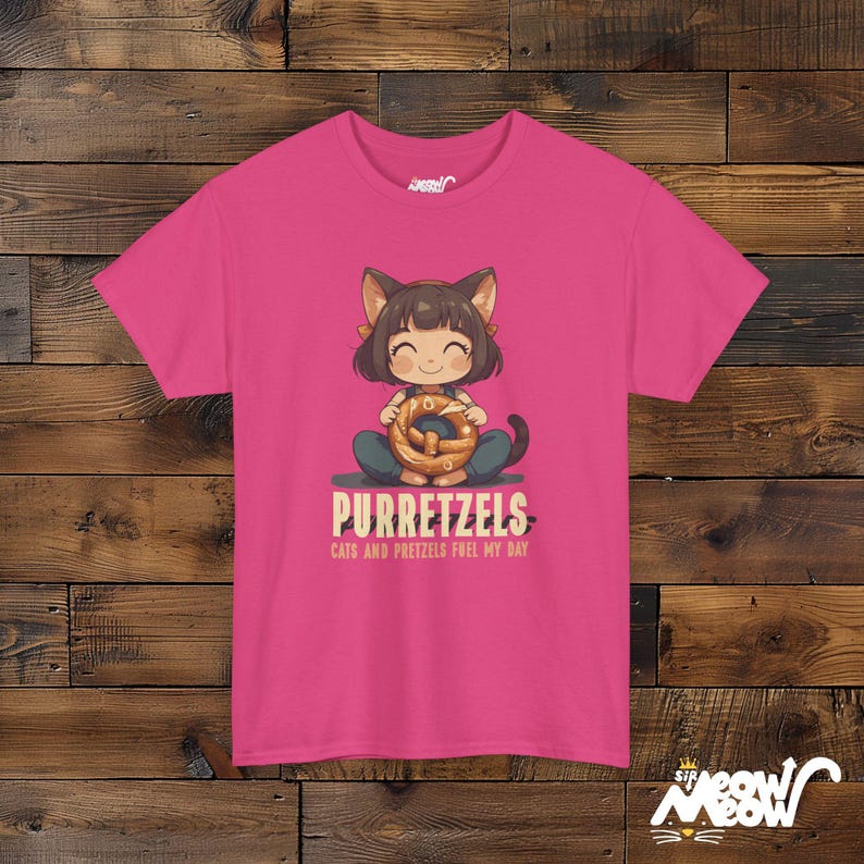 Purretzels Cat T-Shirt, Funny Foodie Unisex Tee Heliconia