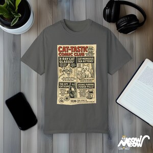Funny Cat Comic Shirt: Vintage "Cat-Tastic Comic Club" Tee Pepper