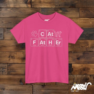 猫好きのお父さん向けTシャツ：周期表科学ギフト Heliconia