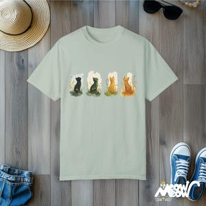 Watercolor Four Seasons Cat T-Shirt - Comfort Colors Unisex Tee Bay