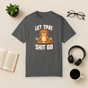 Funny Yoga Cat T-Shirt: Sarcastic Mindfulness Comfort Colors Tee Pepper