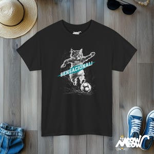 Soccer Cat-T-shirt: sensationeel voetbalontwerp Black