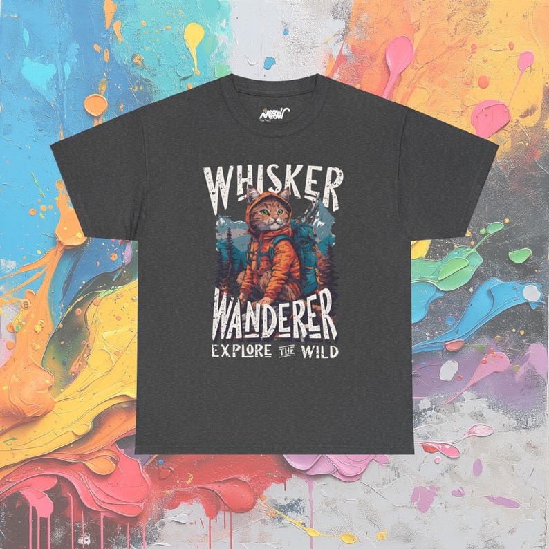Whisker Wanderer Cat T-Shirt: Adventure Kitty Explore Tee Dark Heather