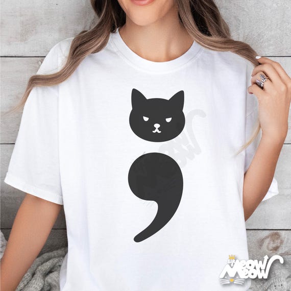 Comfort Colors Cat Semicolon Shirt: Mental Health Tee